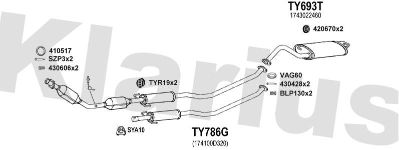 Klarius TY693T - Box With Tail Pipe  - Fits Toyota Corolla 1.4i