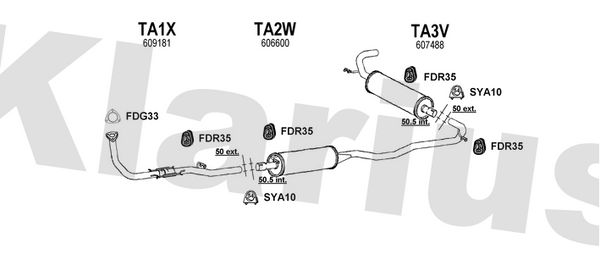 Klarius TA1X - Front Pipe  - Fits Taxi TX1 2.7TD