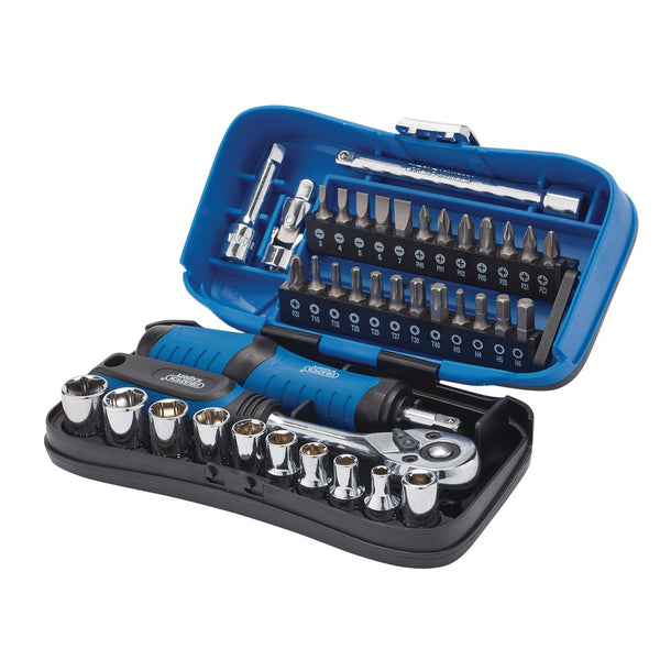 Draper Expert Socket and Bit Set, 1/4" Sq Dr (39 Piece)