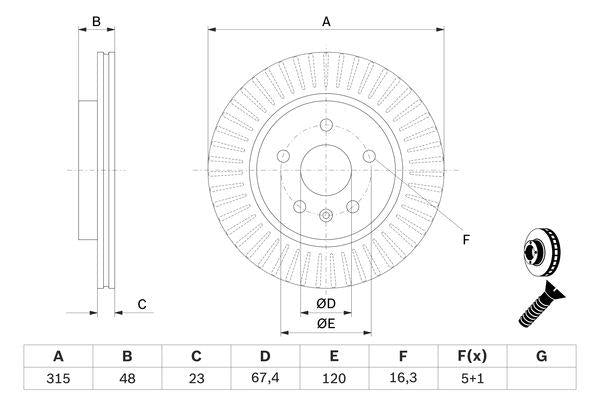 Bosch Brake Disc > Single Bd1368 Part No - 0986479514