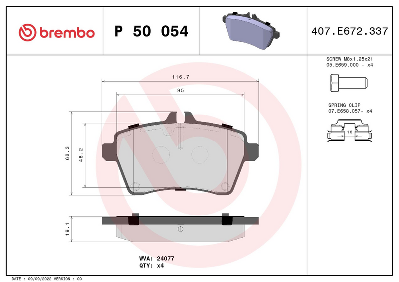 Brembo Brake Pad Set - P50054