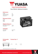 Yuasa YTX4L-BS (CP) 12V MF VRLA Motorcycle Battery