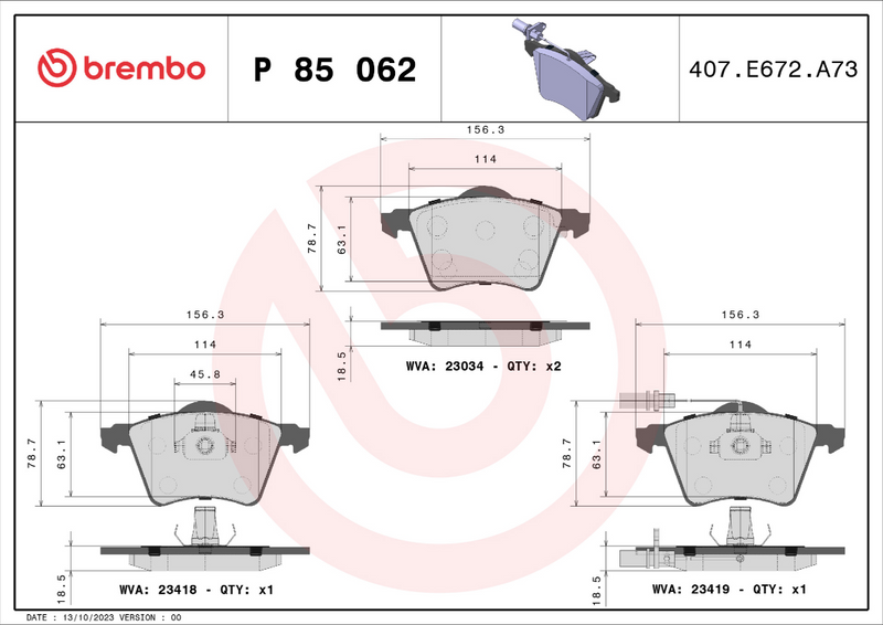Brembo Brake Pad Set - P85062