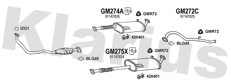 Klarius GM275X - Box With Centre Pipe  - Fits Opel Frontera 2.8TD