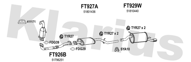 Klarius FT926B - Front Pipe  - Fits Alfa Romeo Mito 1.4
