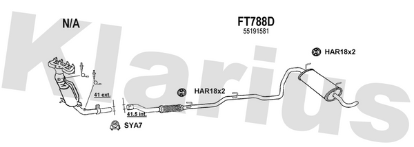 Klarius FT788D - Box With Tail Pipe  - Fits Fiat Panda 1.2i