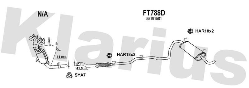 Klarius FT788D - Box With Tail Pipe  - Fits Fiat Panda 1.2i