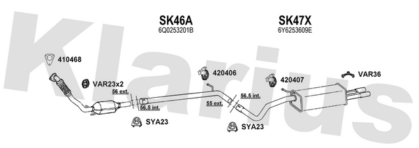 Klarius SK46A - Centre Pipe  - Fits Audi A1 1.4TFSi