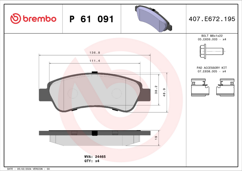 Brembo Brake Pad Set - P61091