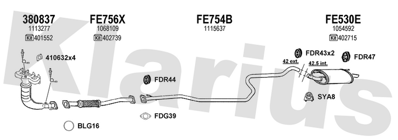 Klarius 380837 - Catalyst Incl Frnt Pipe Non Ta  - Fits Ford Fiesta 1.3i