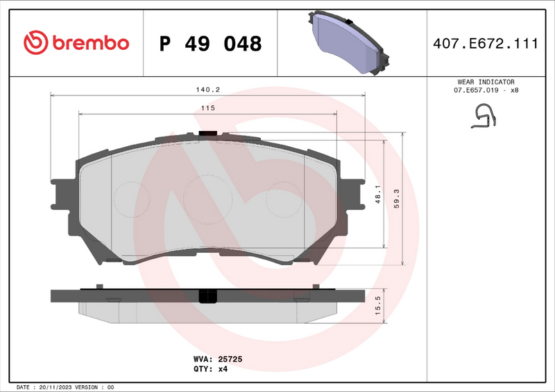 Brembo Brake Pad Set - P49048