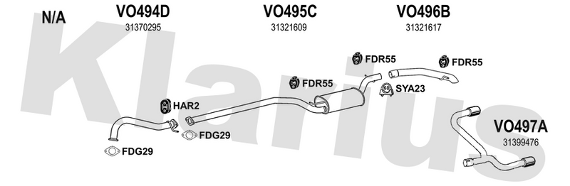 Klarius VO494D - Front Pipe  - Fits Volvo V40 Cross Country (526)