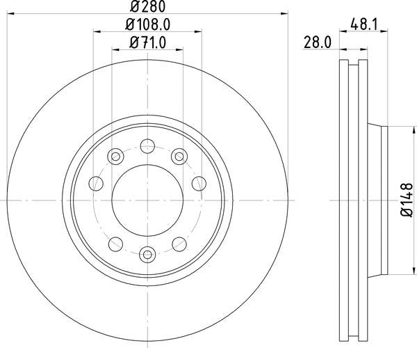 Mintex Brake Discs fits -Citroën Fiat Peugeot Toyota V286:5 MDC1844 (also fits other vehicles)