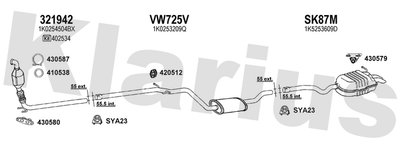 Klarius VW725V - Box With Centre Pipe  - Fits Skoda Octavia 2.0TDi