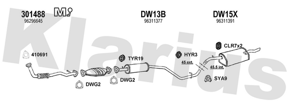 Klarius 301488 - Front Pipe For Cat  - Fits Daewoo Nubira 1.6i