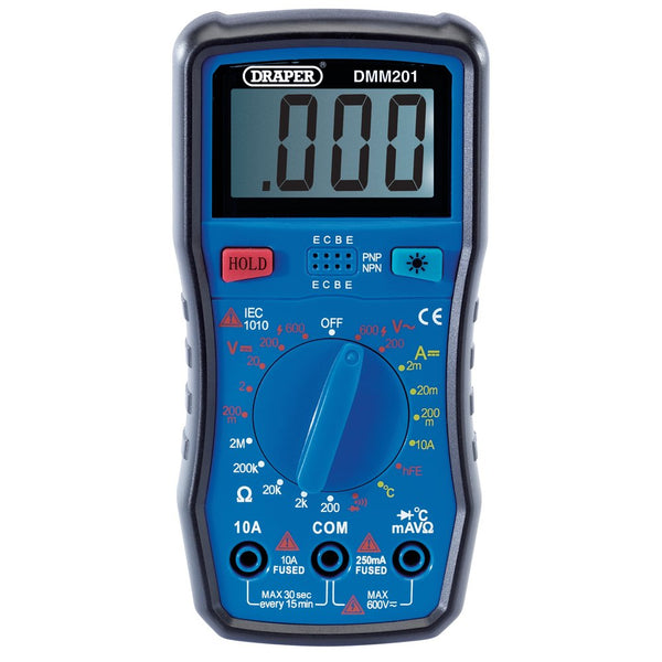 Manual-Ranging Digital Multimeter, 1 x Test Leads, 1 x Temp Probe, 1 x Case