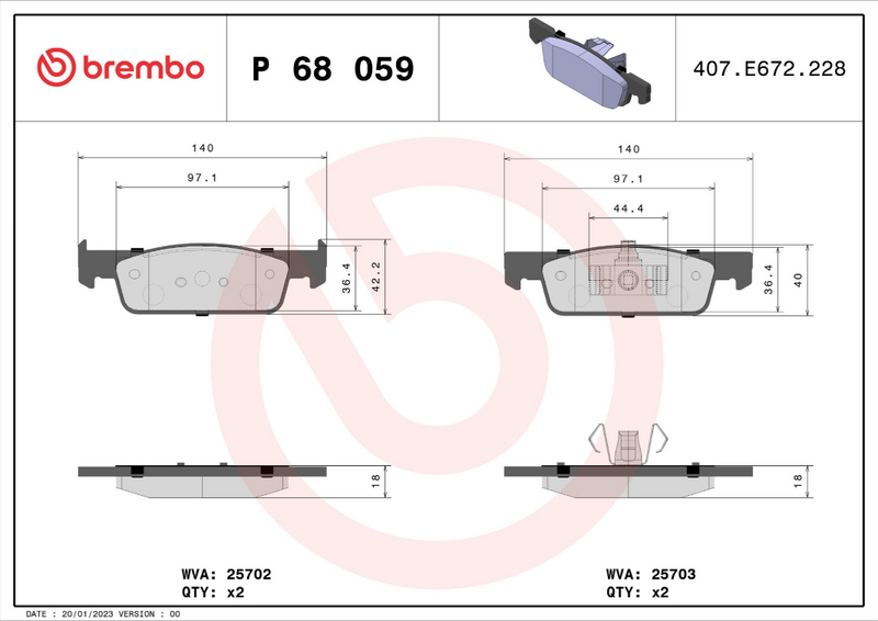 Brembo Brake Pad Set - P68059