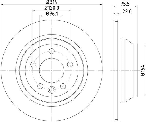 Mintex Brake Discs fits -Volkswagen V325:5 MDC1680 (also fits other vehicles)