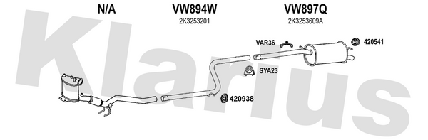 Klarius VW894W - Centre Pipe  - Fits Volkswagen Caddy Maxi 2.0TDi 4motion