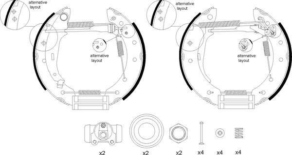 Mintex Brake Shoe Kits fits -Citroën Peugeot MSP205 (also fits other vehicles)
