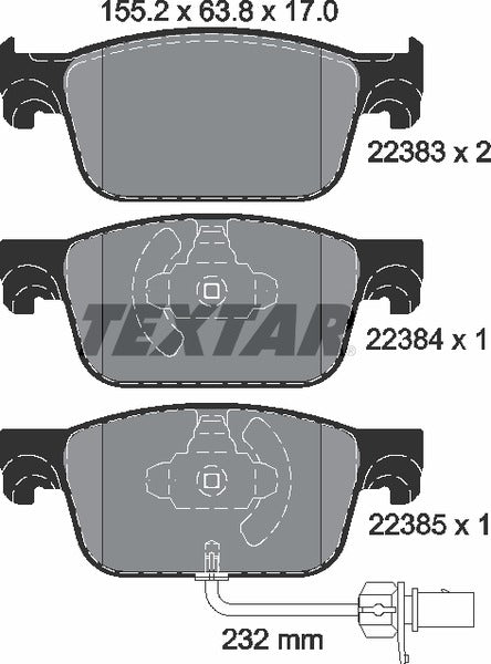 Textar Brake Pad Set - 2238301