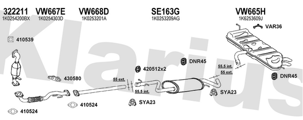 Klarius 322211 - Catalyst Type Approved Withpip  - Fits Volkswagen Golf 1.4FSi
