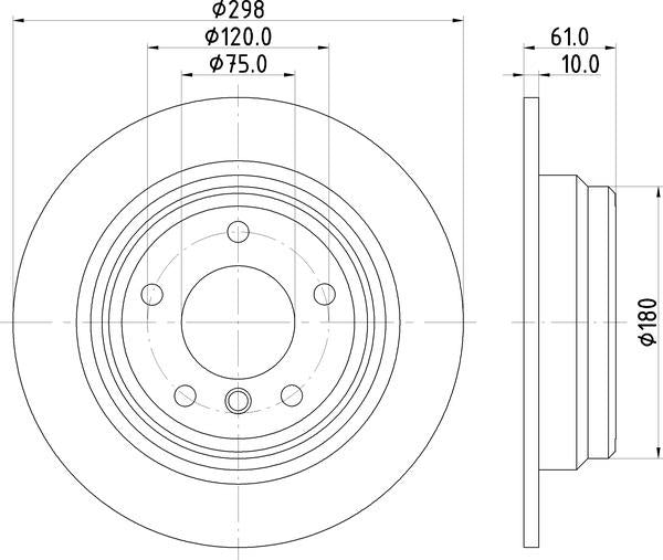 Mintex Brake Discs fits -BMW S298:5 MDC1061 (also fits other vehicles)