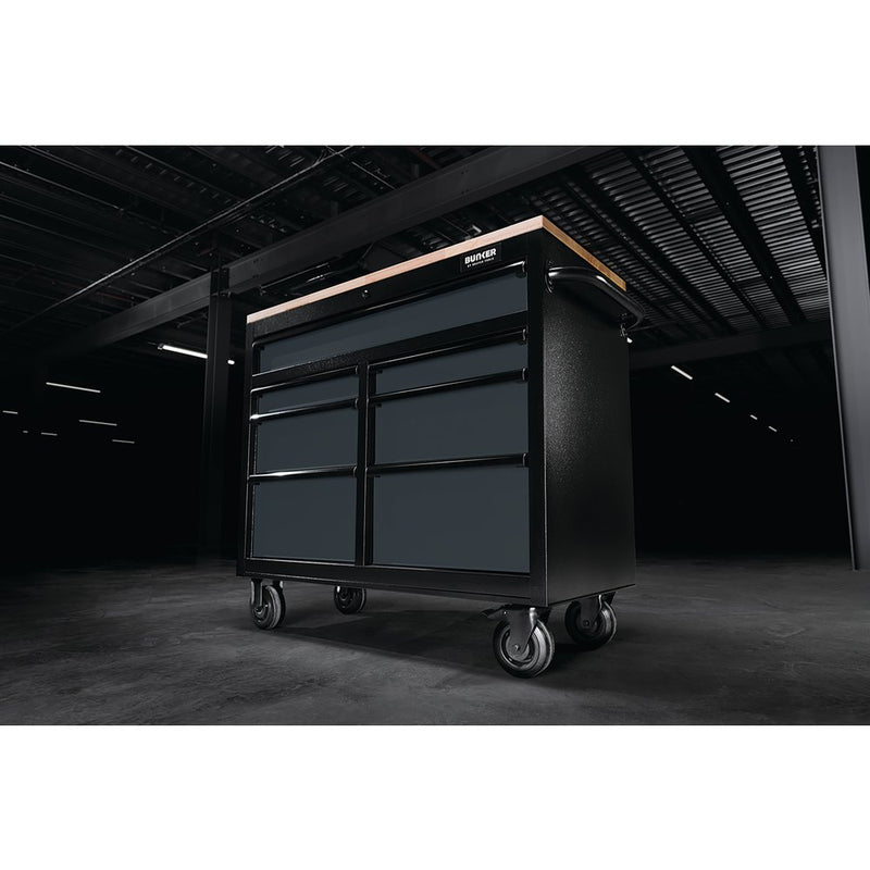 BUNKER Workbench Roller Tool Cabinet, 7 Drawer, 41", Grey