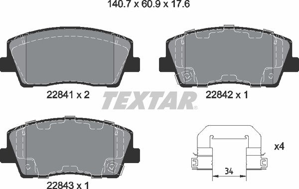 Textar Brake Pad Set - 2284101