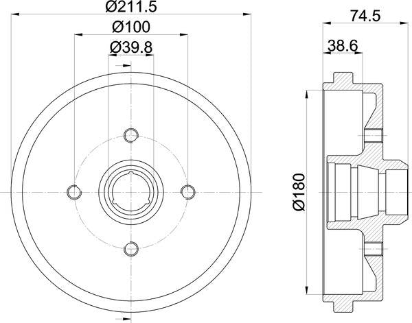 Mintex Brake Drum (Single) fits -Audi Seat VW MBD014 (also fits other vehicles)