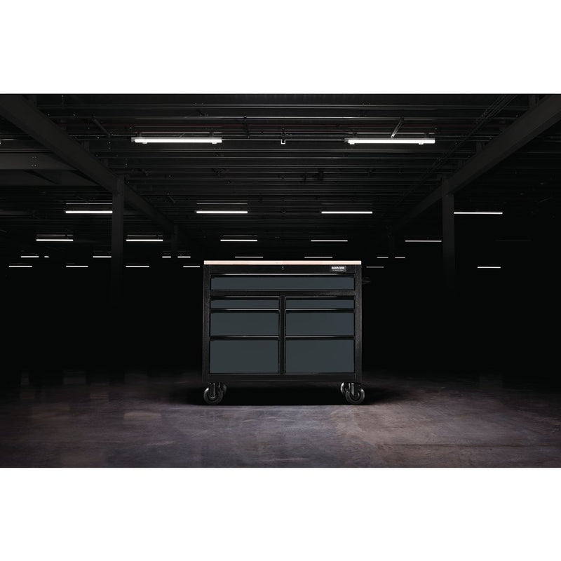 BUNKER Workbench Roller Tool Cabinet, 7 Drawer, 41", Grey