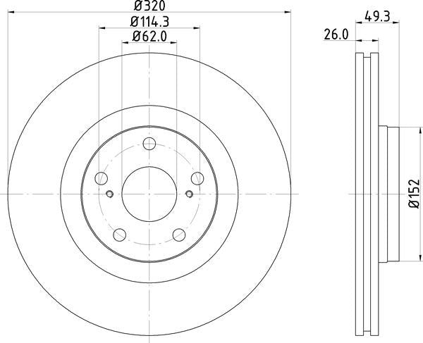Mintex Brake Discs fits -Toyota V255:4 MDC2168 (also fits other vehicles)