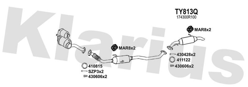 Klarius TY813Q - Box With Tail Pipe  - Fits Toyota Verso 1.6D4-D