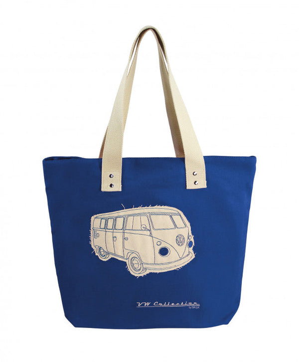 VW T1 Bus Canvas Shopper Bag - Dark Blue