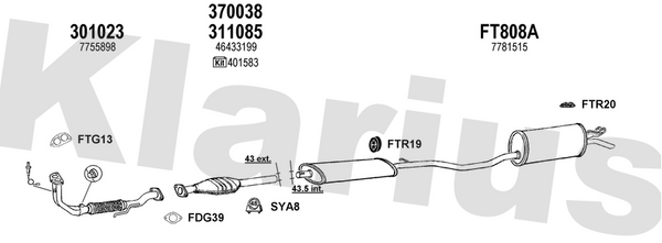 Klarius 301023 - Front Pipe For Cat  - Fits Fiat Punto 1.2i