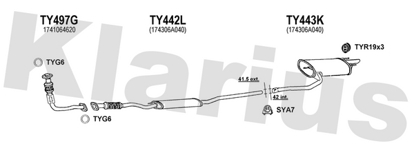 Klarius TY497G - Front Pipe  - Fits Toyota Carina E 2.0D
