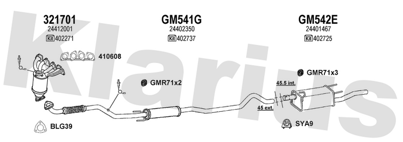 Klarius 321701 - Catalyst Type Approved Withpip  - Fits Opel Astra G 1.6i