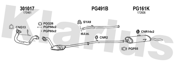 Klarius 301017 - Front Pipe For Cat  - Fits Peugeot 205 1.4i