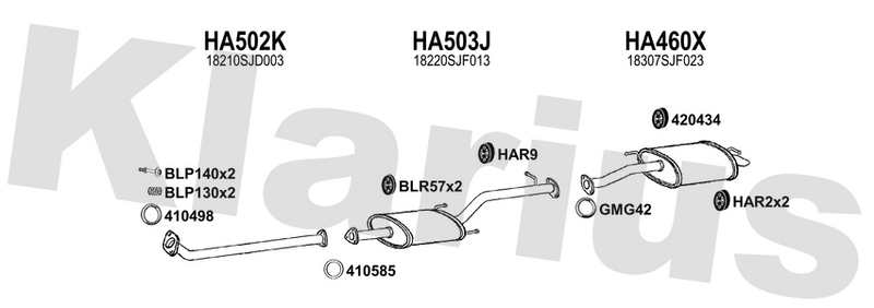 Klarius HA502K - Front Pipe  - Fits Honda FR-V 1.8