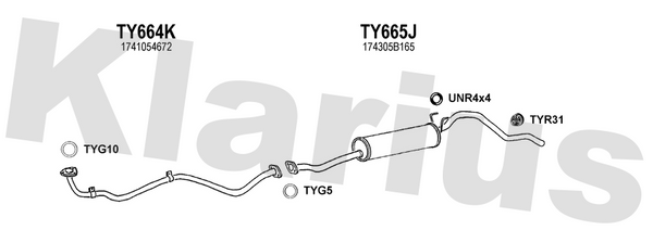 Klarius TY664K - Front Pipe  - Fits Toyota Hi-Lux 2.4D