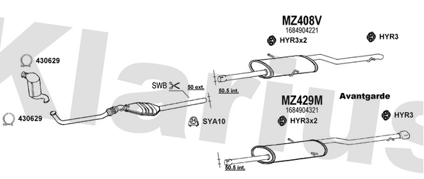 Klarius MZ408V - Box With Tail Pipe  - Fits Mercedes A170 1.7CDi