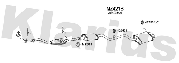 Klarius MZ421B - Box With Tail Pipe  - Fits Mercedes C200 2.0i