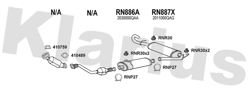 Klarius RN886A - Box With Centre Pipe  - Fits Nissan Interstar 2.2dCi