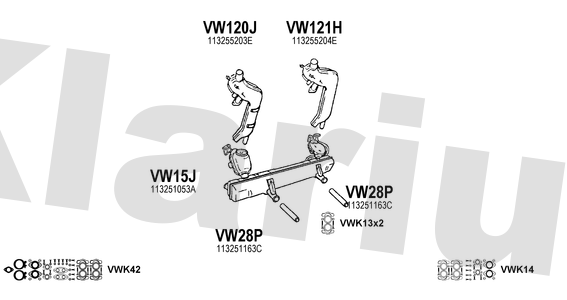 Klarius VW15J - Box With Tail Pipe  - Fits Volkswagen Beetle 1.1,1.3,1.6