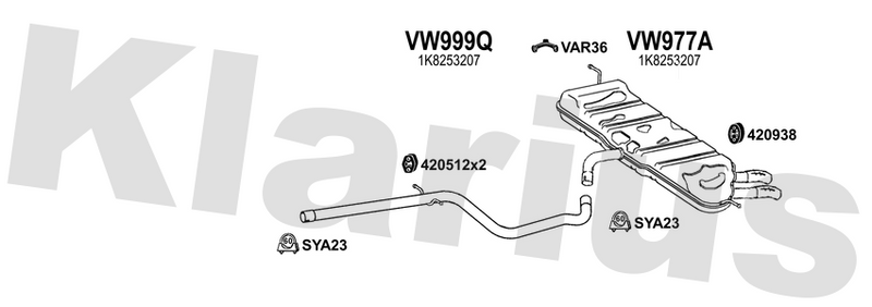 Klarius VW999Q - Centre Pipe  - Fits Volkswagen Scirocco 2.0TDi