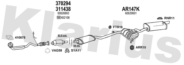 Klarius 301393 - Front Pipe For Cat  - Fits Alfa Romeo 145 1.6i