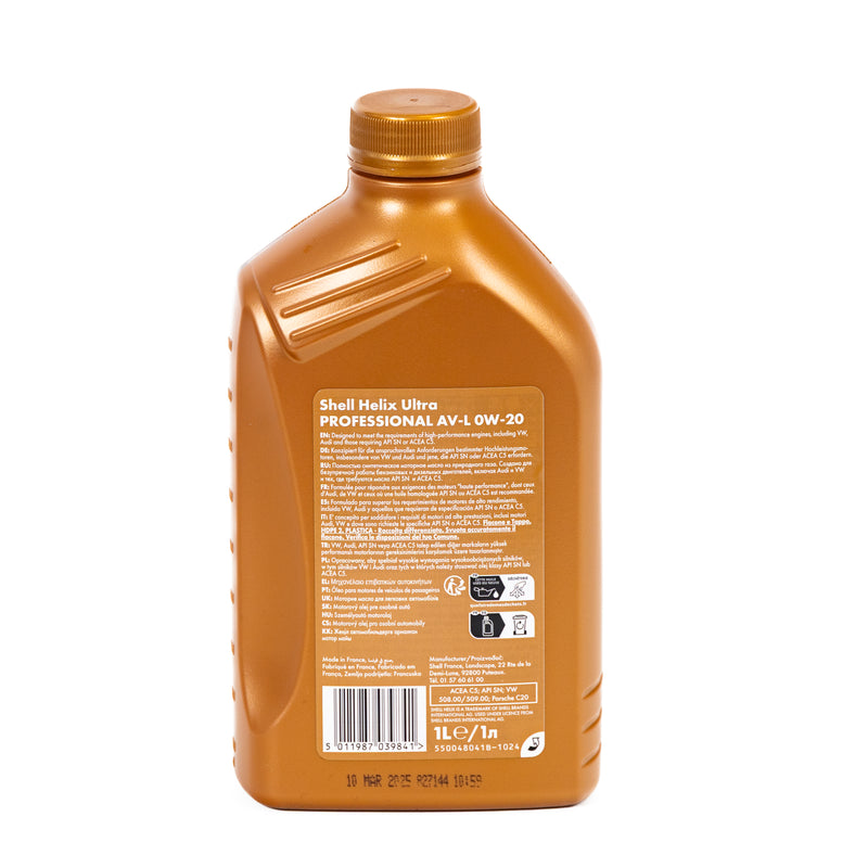 Shell Helix Ultra Professional AV-L 0W20 - Pure Plus Technology - 1 Litre