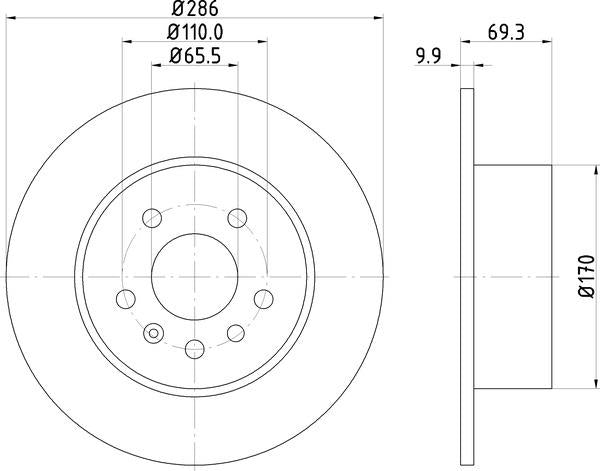 Mintex Brake Discs fits -Opel Saab Vauxhall S286:5 MDC1045 (also fits other vehicles)