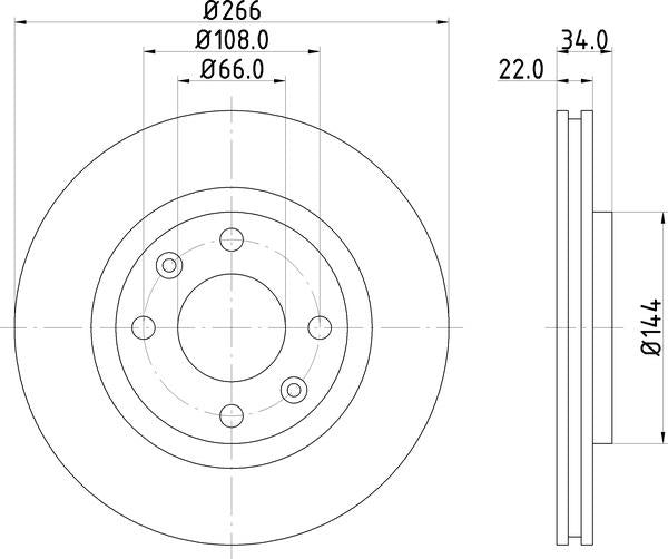Mintex Brake Discs fits -Citroën DS Peugeot V266:4 MDC1491C (also fits other vehicles)