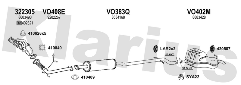 Klarius 322305 - Catalyst Type Approved Withpip  - Fits Volvo S60 2.4i